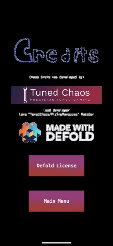 Chaos Snake Credits Screen